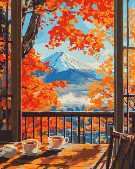 Осінній ранок з видом на гори