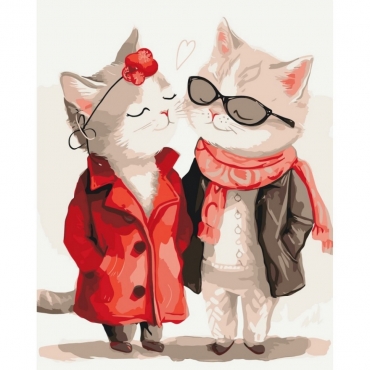 Картина по номерам "Кошачье свидание" 11688-AC 40х50 см                                                       