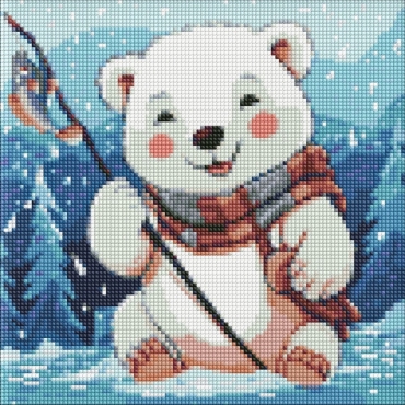 Алмазная мозаика без подрамника "Зимняя рыбалка" AMC7785 с АВ стразами 30х30 см