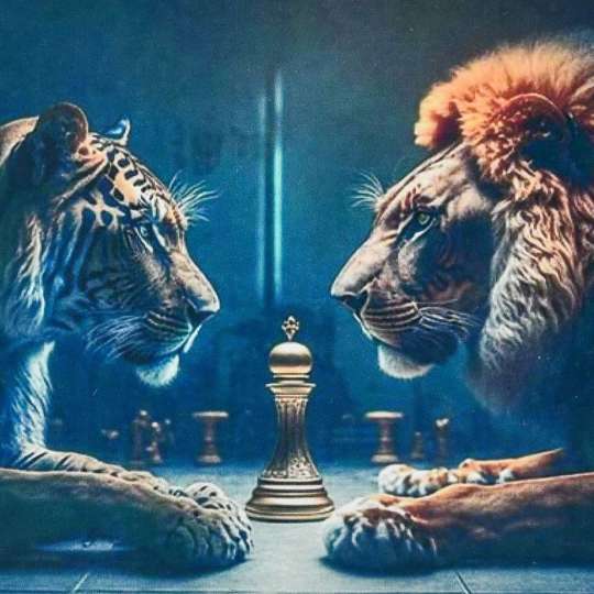 Алмазная мозаика "Тигр со львом" HEE13830 30х30 см