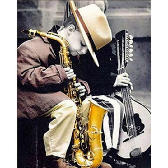 Алмазная мозаика "Музыкант из детства" HEG86036 30х40 см