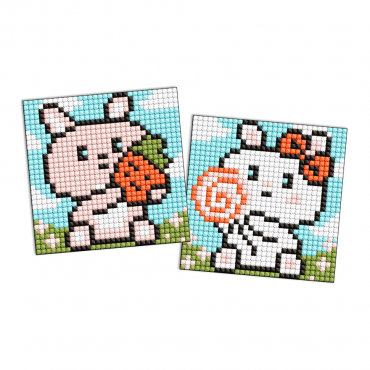 Алмазная мозаика "Милые зайчата" AMS1093 на самоклеящейся основе 9x9 см 