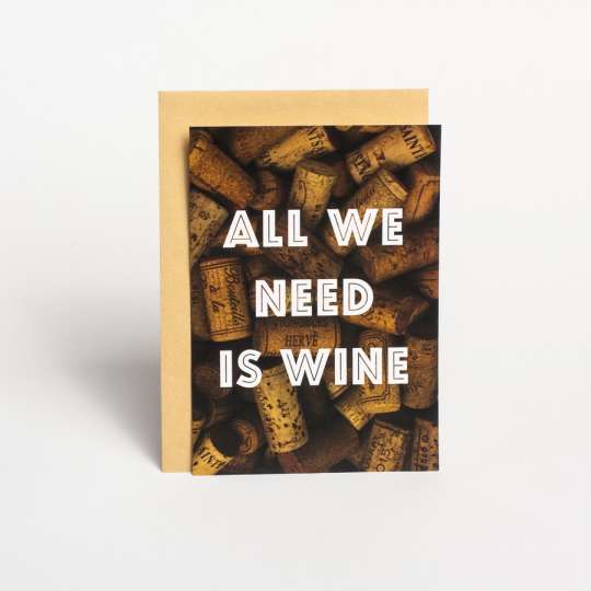 Открытка "All we need is wine", англійська