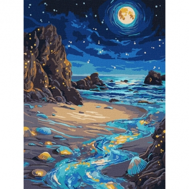 Картина по номерам "Сияющий берег" ©art_selena_ua с красками металлик extra KHO6387, 30х40 см