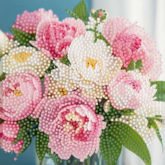 Алмазная мозаика "Пионы" ZAV1818-3, 18х18 см