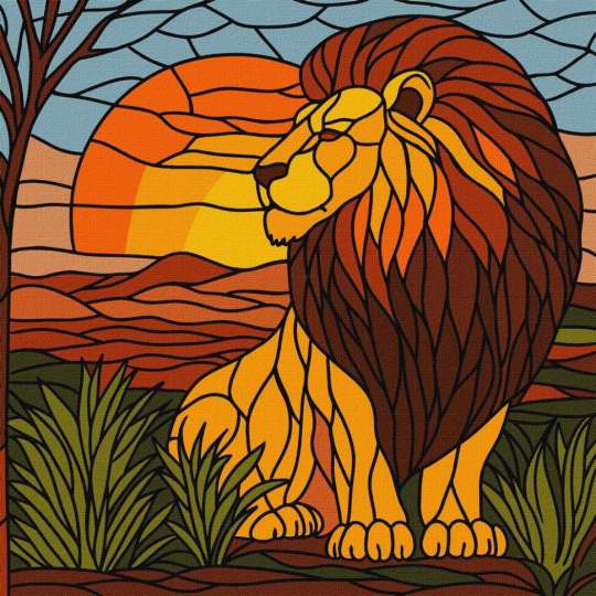 Картина по номерам "Витраж. Лев" ©art_selena_ua KHO5168, 30x30 см