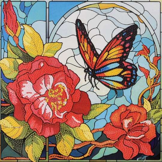 Алмазная мозаика "Бабочка лета" DEEX16304 неполная выкладка 30х30 см
