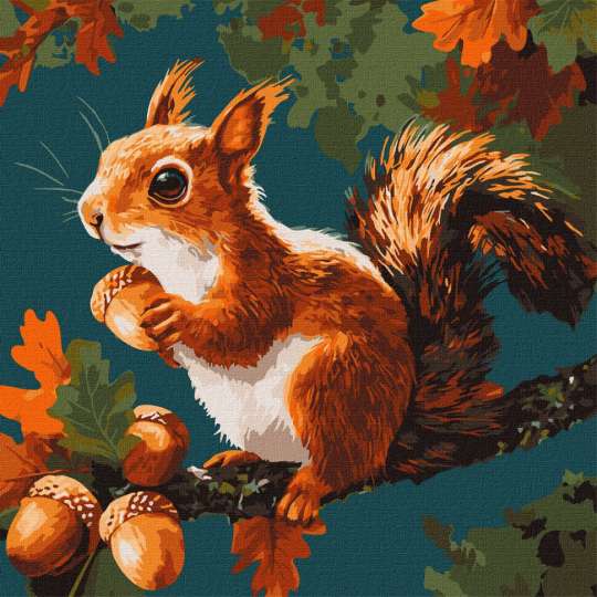 Картина по номерам "Ореховые сокровища осени" KHO6817, 40х40 см