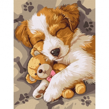 Картина по номерам "Спящий джек-рассел" KHO6628, 30х40 см