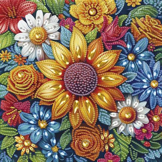 Алмазная мозаика "Цветы" BH030 неполная выкладка 25х25 см