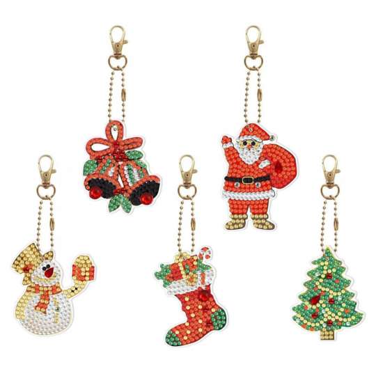 Набор брелков алмазная выкладка "Новогодние" BR25, 5 шт, с инструментами