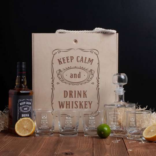 Набор для виски "Keep calm and drink whiskey" в ящике L, англійська