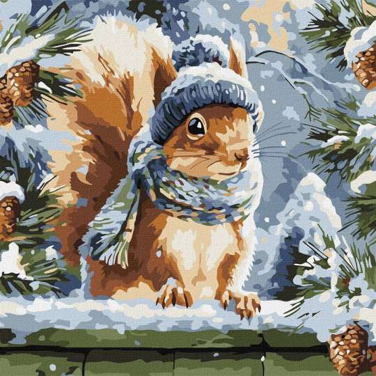 Картина по номерам "Зимний бельчонок" ©art_selena_ua KHO6841, 40х40 см