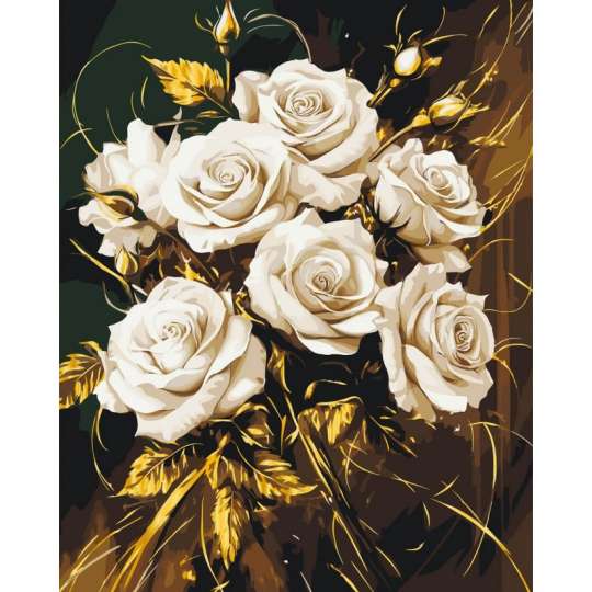 Картина по номерам "Роскошь роз" 13165-AC с металлизированными красками 40х50 см