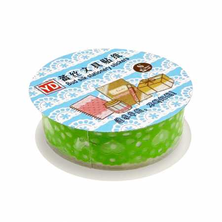 Скотч декоративный с орнаментом "Сердце" №63(Green) 1,8 см х 1 м
