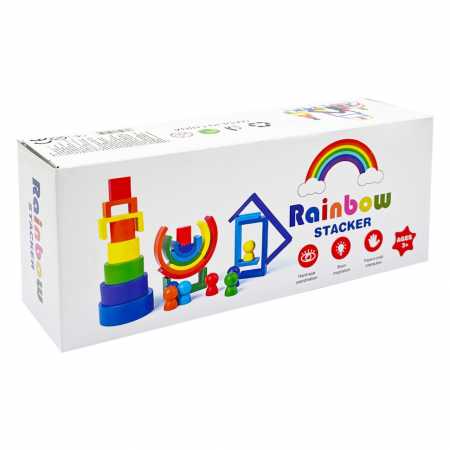 Деревянная игрушка "Радуга-балансир" C15025, 27 разноцветных фигур