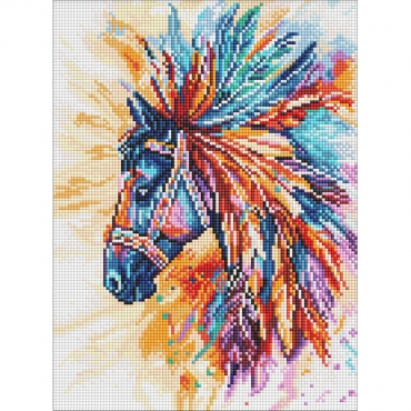 Алмазная мозаика "Яркая лошадь" AMO8236, 30х40 см