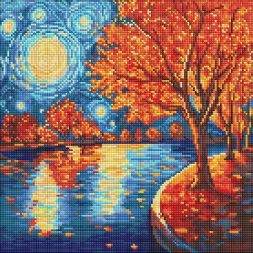 Алмазная мозаика "Осенняя ночь" AMO8333, 40х40 см
