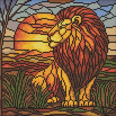 Алмазная мозаика "Витраж. Лев" AMO8334, 30х30 см