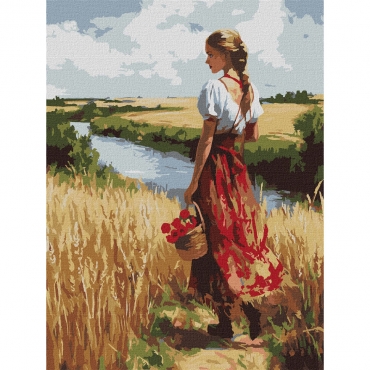 Картина по номерам "Украинка и поля" KHO8486, 30х40 см