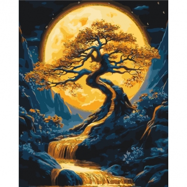 Картина по номерам "Пейзаж. Дерево" LW3428 с красками металлик 40х50 см