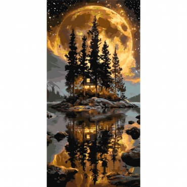 Картина по номерам "Дом в лесу" LW5184 с красками металлик 40х80 см