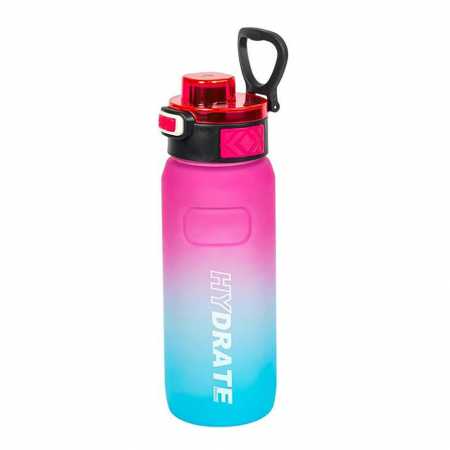 Бутылка для воды 2501-SP(Pink-Blue) с поильником и кнопкой, 800 мл