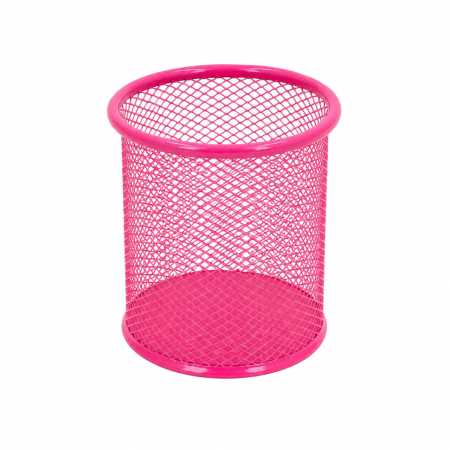 Стакан для ручек 562001-Pink металлический, круглый, 9,5х7,5см