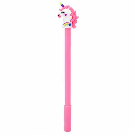 Ручка детская с игрушкой "Единорог" A1101(Pink) гелевая, синяя