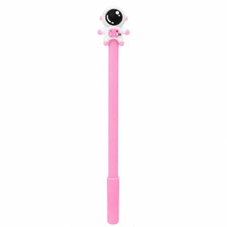Ручка детская с игрушкой "Spaceman" A007(Pink) гелевая, синяя