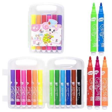 Набор фломастеров "Water color pen" 229-12(Pink) 12 цветов, в пластиковом боксе