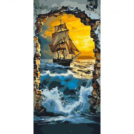 Картина по номерам "Корабль в море" LW5119, 40х80 см