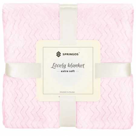 Плед-покрывало Extra Soft Springos HA7128 светло-розовый 130x180 см