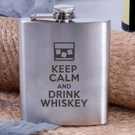 Фляга стальная "Keep calm and drink whiskey", англійська