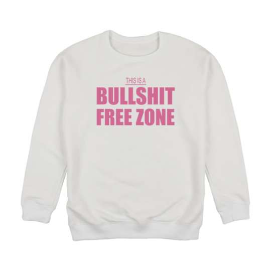 Свитшот унисекс "Bullshit Free Zone", Білий, S, White, англійська