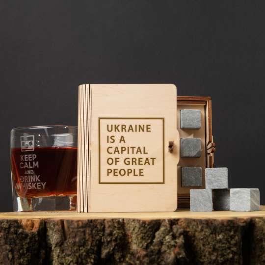 Камни для виски "Ukraine is a capital of great people" 6 штук в подарочной коробке, англійська