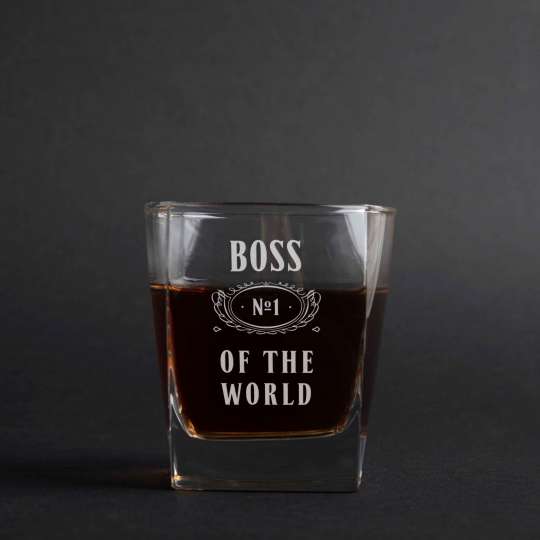 Стакан для виски "Boss №1 of the world", англійська, Крафтова коробка