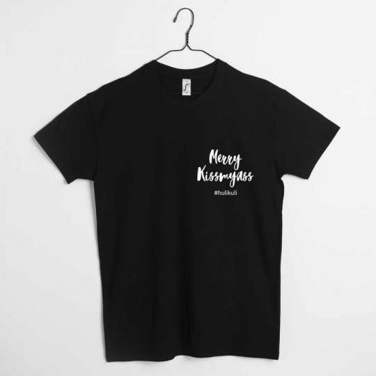 Футболка мужская "Merry Kissmyass", Чорний, XL, Black, англійська