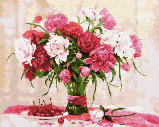 Картина по номерам - Белые и розовые пионы ©Ira Volkova Идейка 40х50 см (KHO3185)