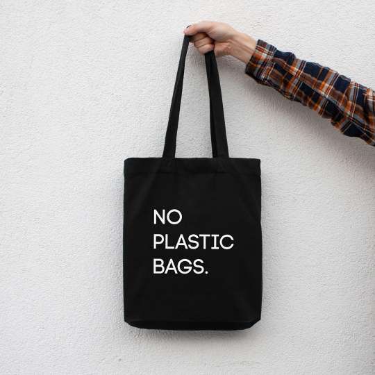 Экосумка "No plastic bags", Чорний, Black, англійська