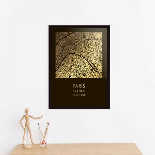 Постер "Париж / Paris" фольгированный А3, gold-black, gold-black, англійська