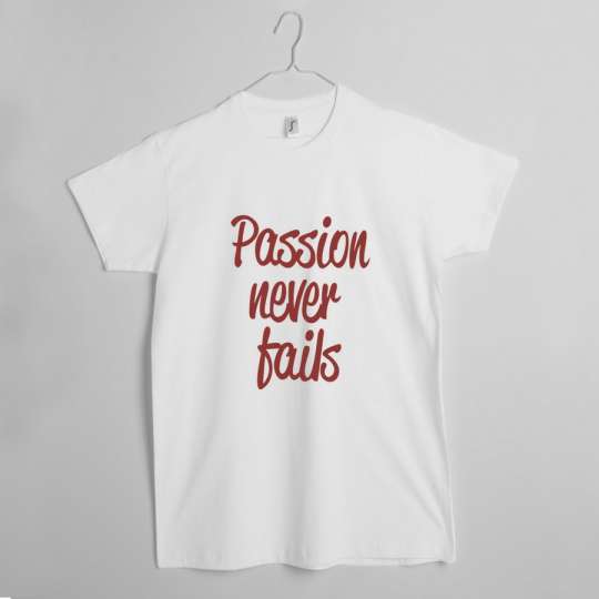 Футболка мужская "Passion Never Fails", Білий, XXL, White, англійська