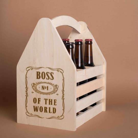 Ящик для пива "Boss №1 of the world" для 6 бутылок, англійська