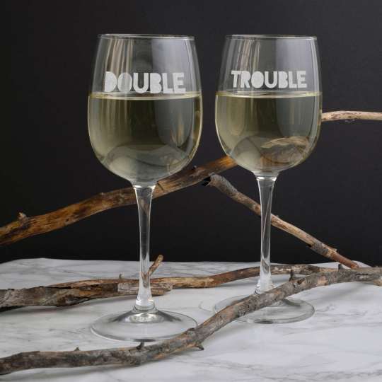Бокалы для вина парные "Double Trouble", англійська, Крафтова коробка