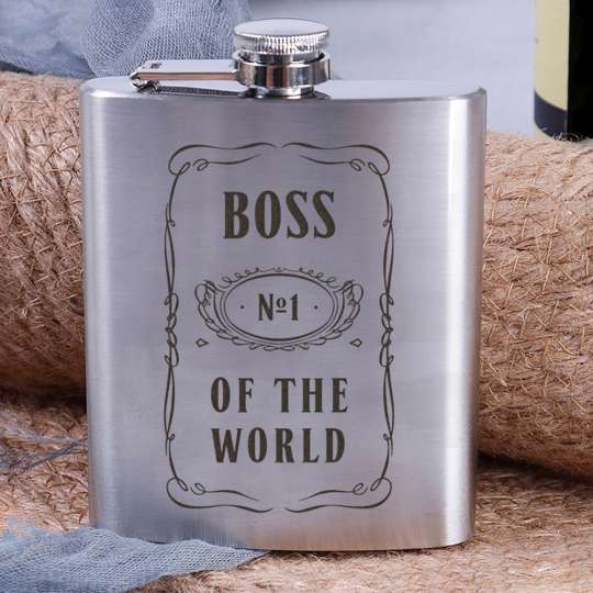 Фляга стальная "Boss №1 of the world", англійська