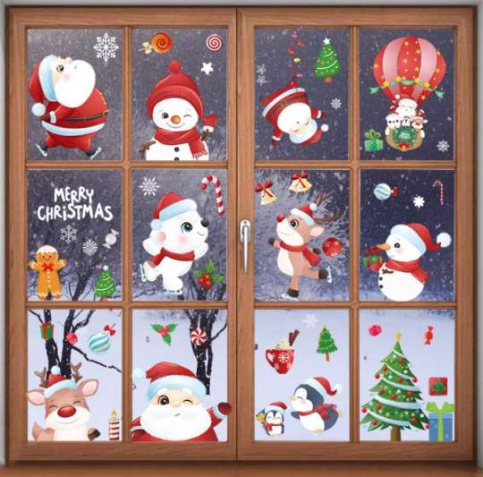 Набор новогодних наклеек на окно Happy New Year 13787 20х30 см 12 листов