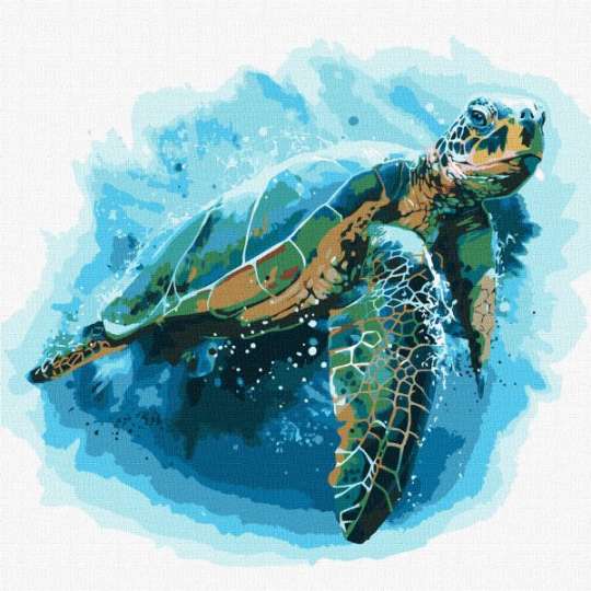 Картина по номерам - Голубая черепаха Идейка 50х50 см (KHO4271)