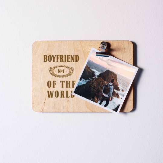Доска для фото "Boyfriend №1 of the world" с зажимом, англійська