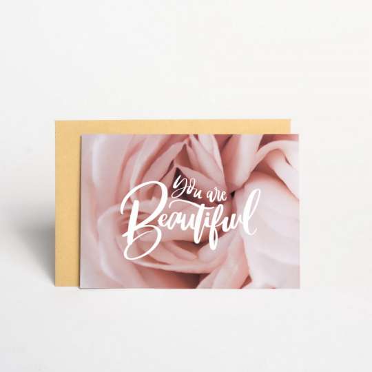 Открытка "You are beautiful" beige, англійська