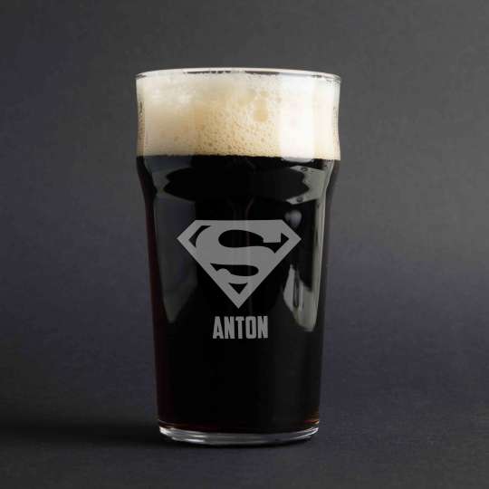 Бокал для пива "Супермен" персонализированный, Дерев'яна подарункова коробка